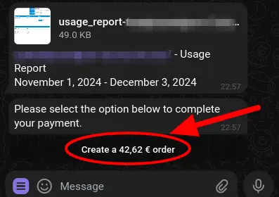 Example of a payment link attached to BotSubscription's billing notification for secure and quick payment.