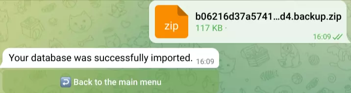 BotSubscription Bot - Importing Backup Archive File