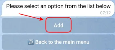 Add a new custom command in BotSubscription by typing /custom_commands and selecting the 'Add' option