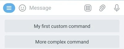 Viewing advanced custom commands in BotSubscription: Users can see both basic and advanced commands in the /start menu.