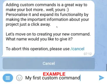 Naming your custom command in BotSubscription