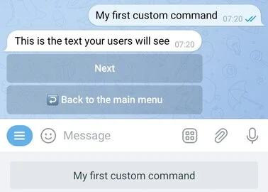 Viewing a custom command in BotSubscription