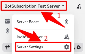 Click your Discord server name and select Server Settings from the dropdown