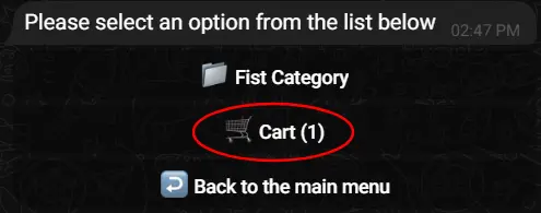 Screenshot of cart button and item counter in BotSubscription eGoods.