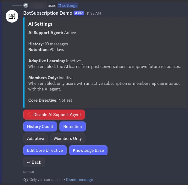 Enable AI Assistant Settings screen showing the toggle to enable AI Assistant