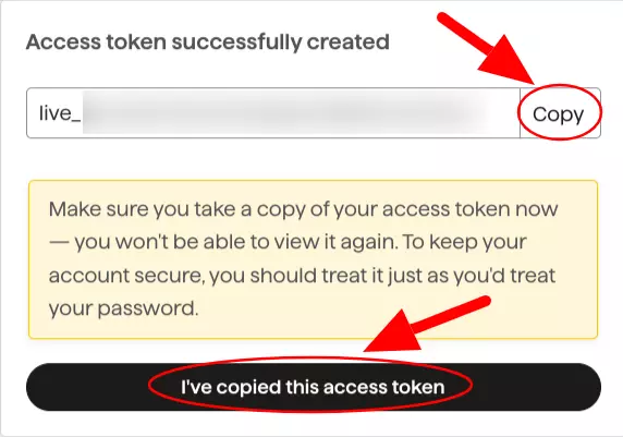 GoCardless Access Token Copy