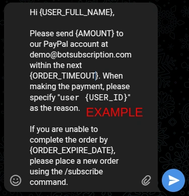 Setting Up Payment Instructions in BotSubscription