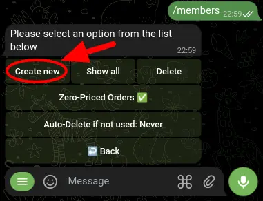 Select 'Create new' to generate a new access token