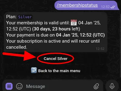 Cancel recurring subscription option