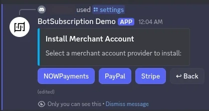 Payment provider selection screen showing Stripe option