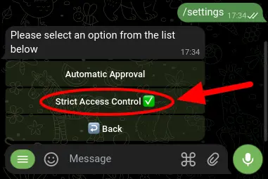 BotSubscription Strict Access Control Toggle Button