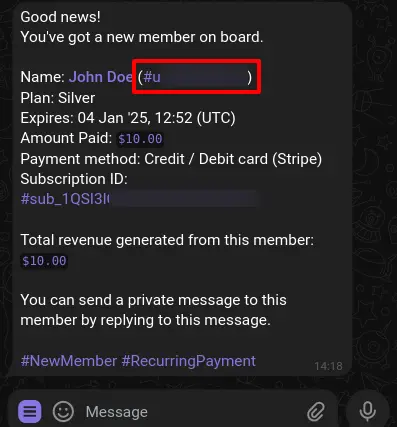 Finding Telegram ID from notifications