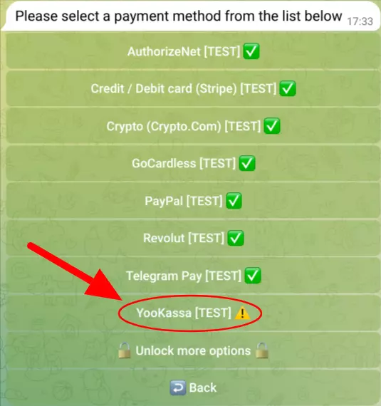 YooKassa Payment Method in Bot Settings